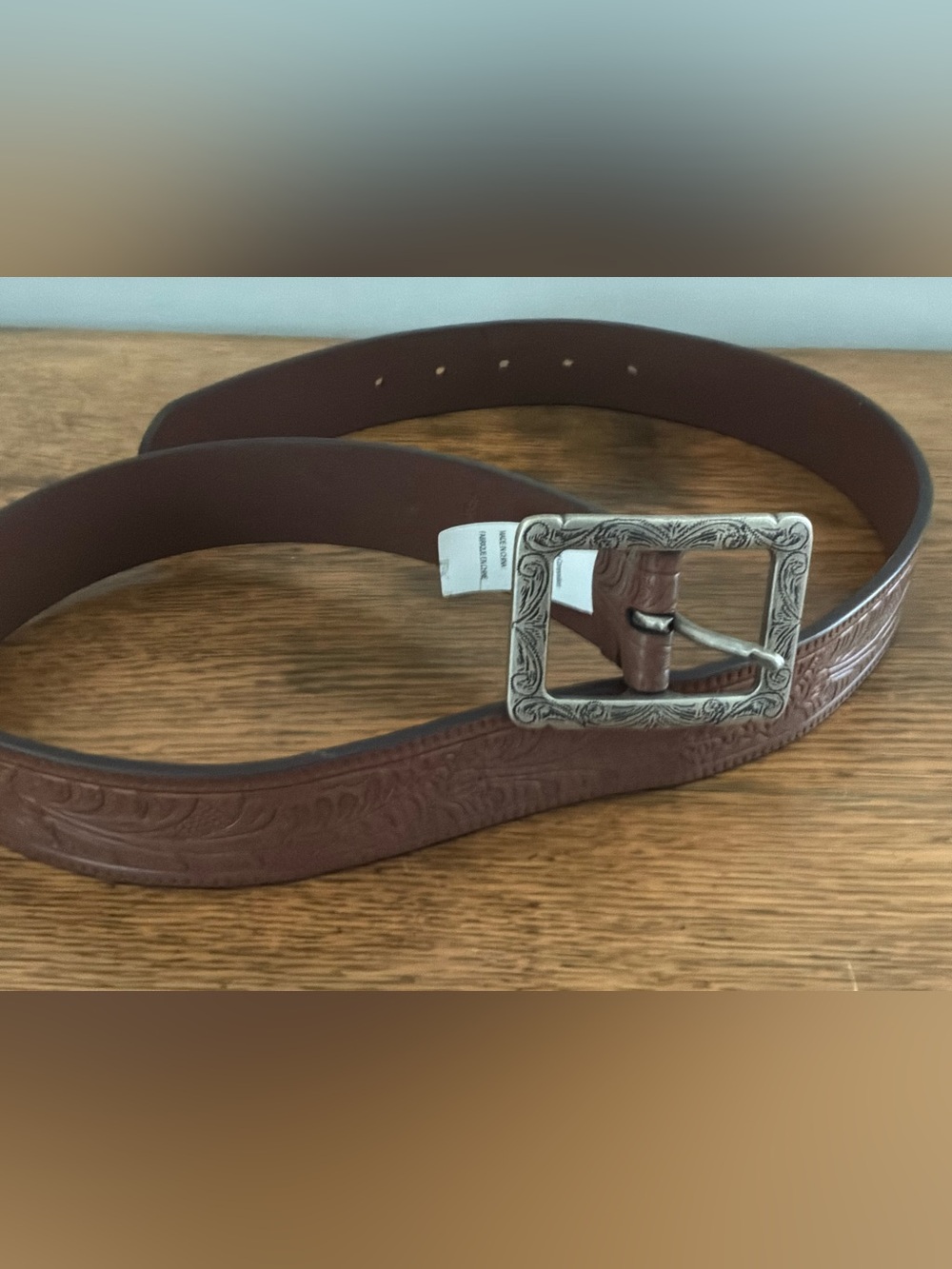 Lauren Ralph Lauren Brown Tooled Leather Belt